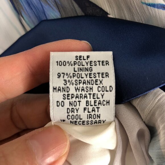 Anthro Lapis Blue White Pleat A-Line Floral Satin Hem Lined Skirt Sz M - Picture 8 of 8